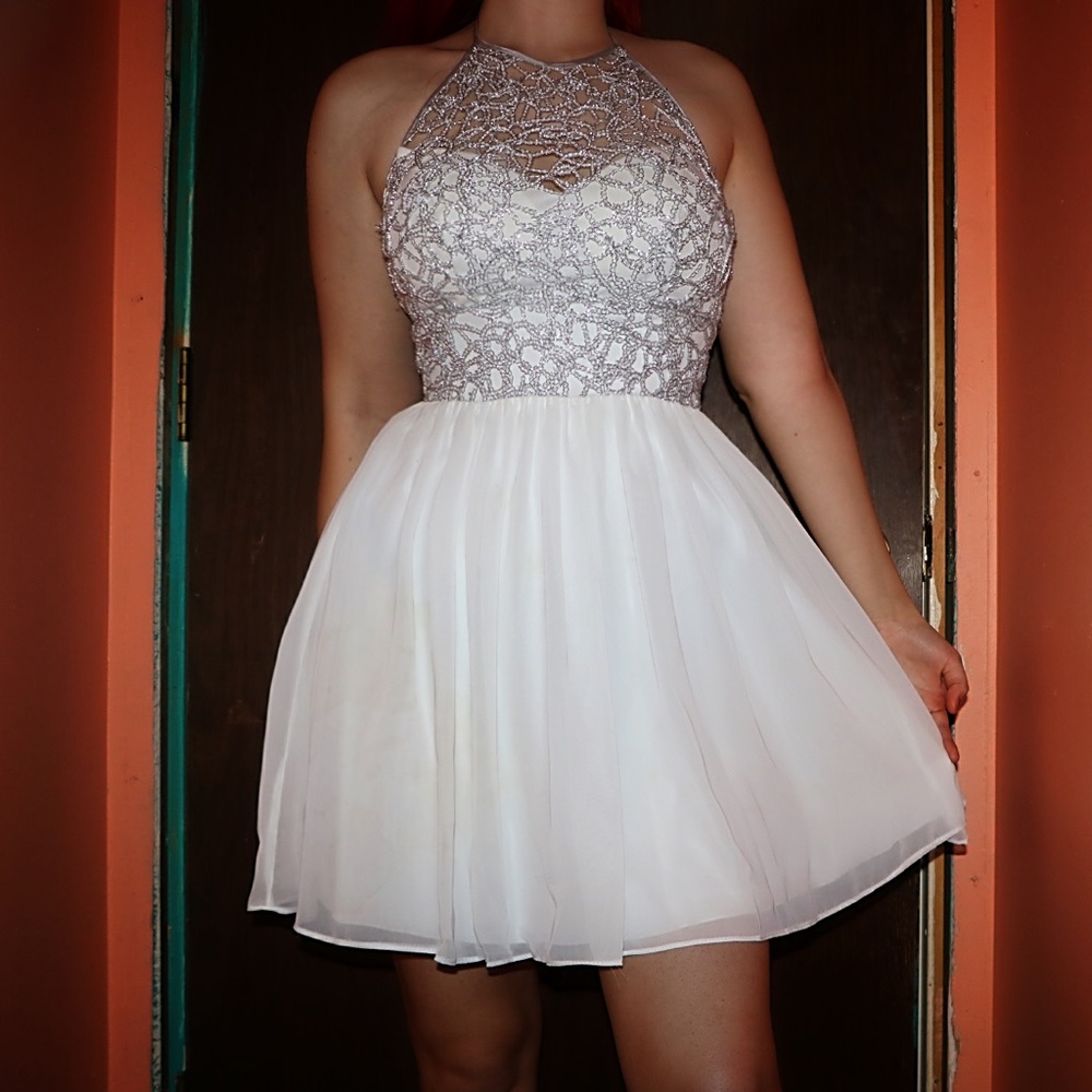 White highneck dress
